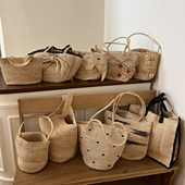 拉菲草编织包包女夏季 海边度假风单肩手提沙滩包韩式 高级感草编包