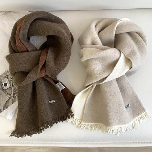 韩系纯色毛线围巾保暖护颈