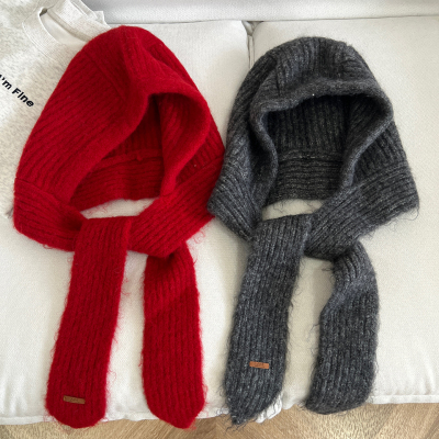 含羊毛红色巴拉克拉法帽女秋冬季