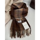 高级感棕咖色100%澳洲羊毛格纹围巾女秋冬季 保暖百搭情侣围脖披肩