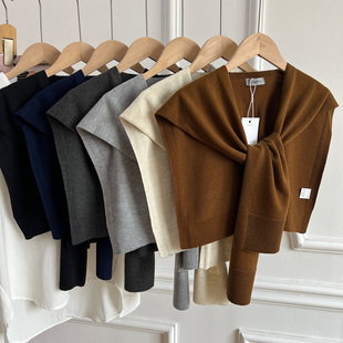 高智感棕色外搭披肩含羊毛小众高级感空调房薄款 护颈小坎肩女新款
