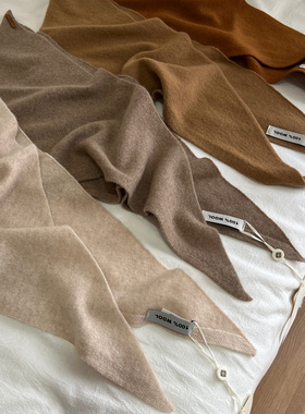 高级感纯色100%羊毛三角巾小围巾女冬季韩版时尚装饰领巾护颈围脖