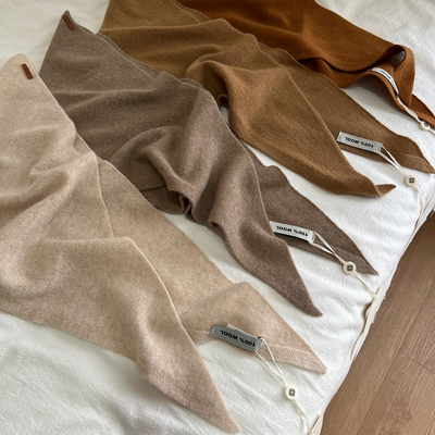 纯色100%羊毛三角巾小围巾女围脖