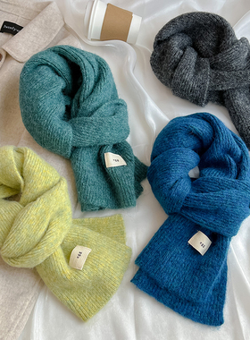 Nikki Haley马海毛围巾女冬季短款针织毛线加厚保暖脖套学生围脖