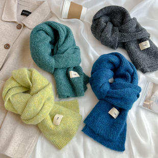 Nikki Haley马海毛围巾女冬季短款针织毛线加厚保暖脖套学生围脖