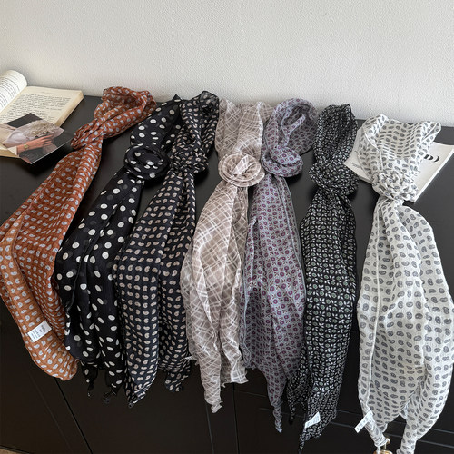 韩系复古花朵丝巾女夏天时髦系脖