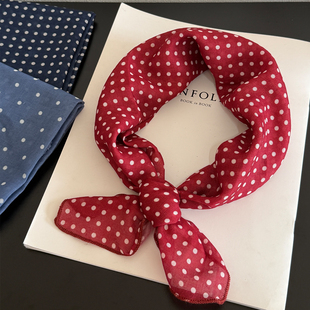 饰绑发头巾 复古波点印花小方巾丝巾女2025夏天时髦装 自留款 法式