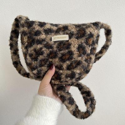 毛绒单肩包NikkiHaley豹纹韩国