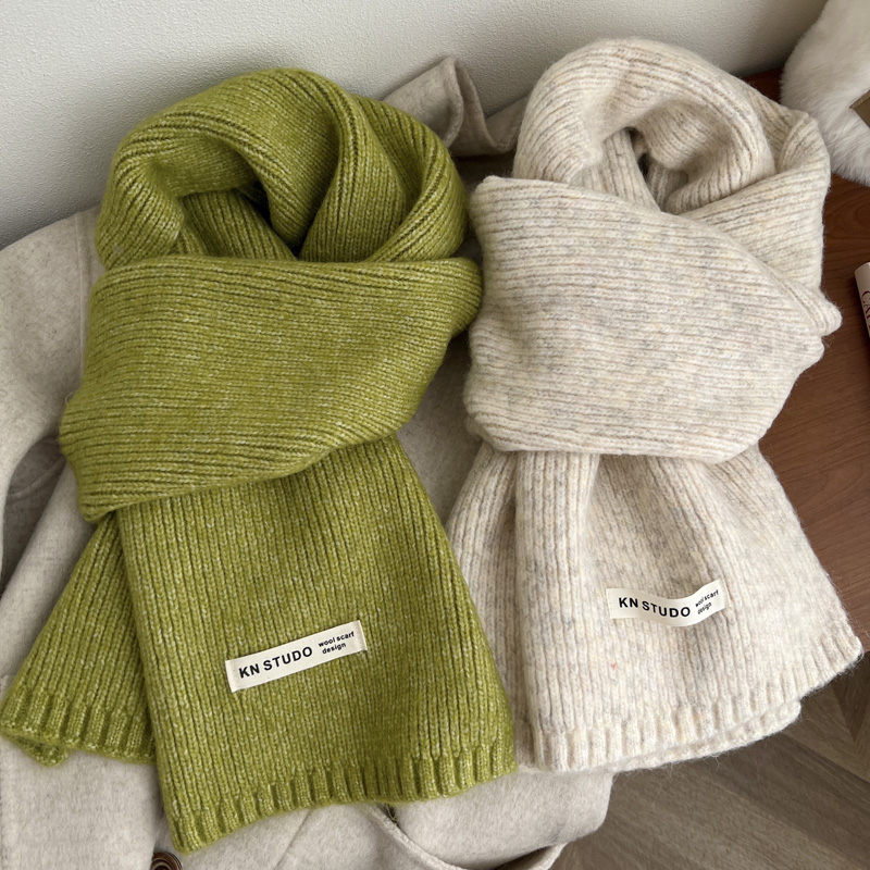 秋冬韩版男女纯色针织围巾