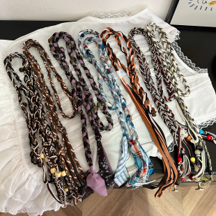 波西米亚风串珠细绳腰带女2026新款 饰绑带流苏腰链配饰 手工编织装