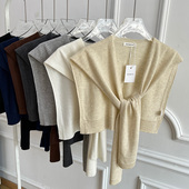 小披肩女装 纯色外搭法式 饰坎肩高级感含羊毛针织搭肩 薄款 百搭四季