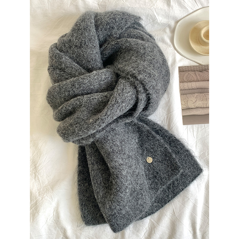 小圆标含羊毛围巾高级感冬季