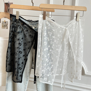 网红辣妹穿搭一片式 网纱裙帘设计感时髦叠穿蕾丝半身裙屁帘罩裙女