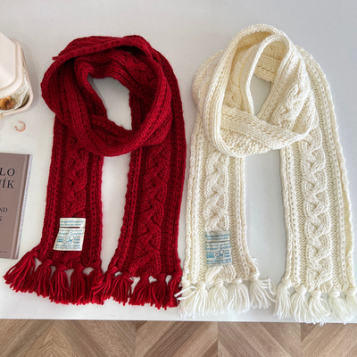 韩系氛围感麻花针织毛线围脖女