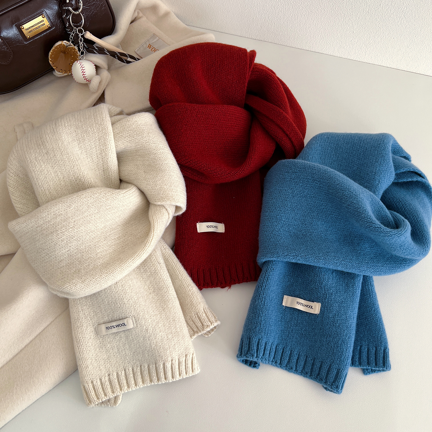 100%澳洲纯羊毛围巾女冬季保暖