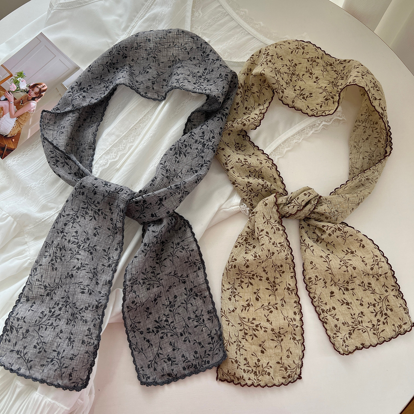 日系复古棉麻小碎花长条丝巾女春夏新款轻薄柔软装饰领巾围巾配饰,服饰配件/皮带/帽子/围巾,围巾/丝巾/披肩,淘宝优惠券,粉丝福利购,淘宝优惠卷