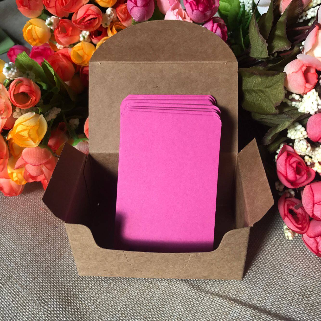 玫红色卡片 留言卡纸 空白英语单词卡牛皮纸小卡片明信片2盒200张