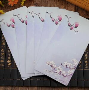 紫木兰信封 超美中国风古典信封古韵白纸古风信封 仿古竖式做旧信