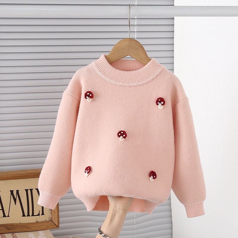 女童毛衣2025新款秋冬加厚加绒儿童洋气针织衫中大童水貂绒打底衫