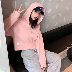糖果色连帽卫衣女潮ins秋季2025新款韩版宽松薄款百搭短款上衣服