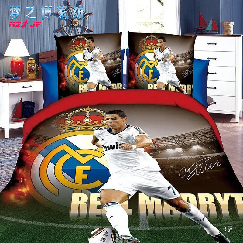 欧冠足球三件套西甲巴萨皇马单人床被套床单c罗梅西球迷床上用品在类目 床上用品, 床品套件/四件套/多件套中 - 来自Buy2taobao.com提供专业的淘宝代购服务