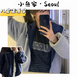 【八家正反穿】韩风八家毛毛两穿连帽外套百搭保暖加绒连帽外套女