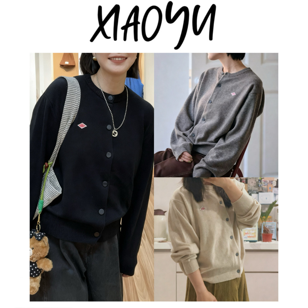 【小方块针织衫】外贸订单圆领长袖针织外套显瘦纯色长袖针织开衫