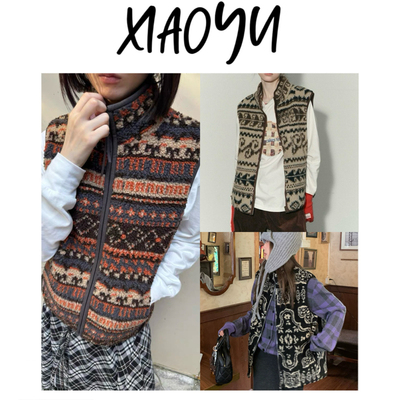 【费尔岛马甲】韩风重工加厚费尔岛风立领马甲显瘦保暖马甲上衣