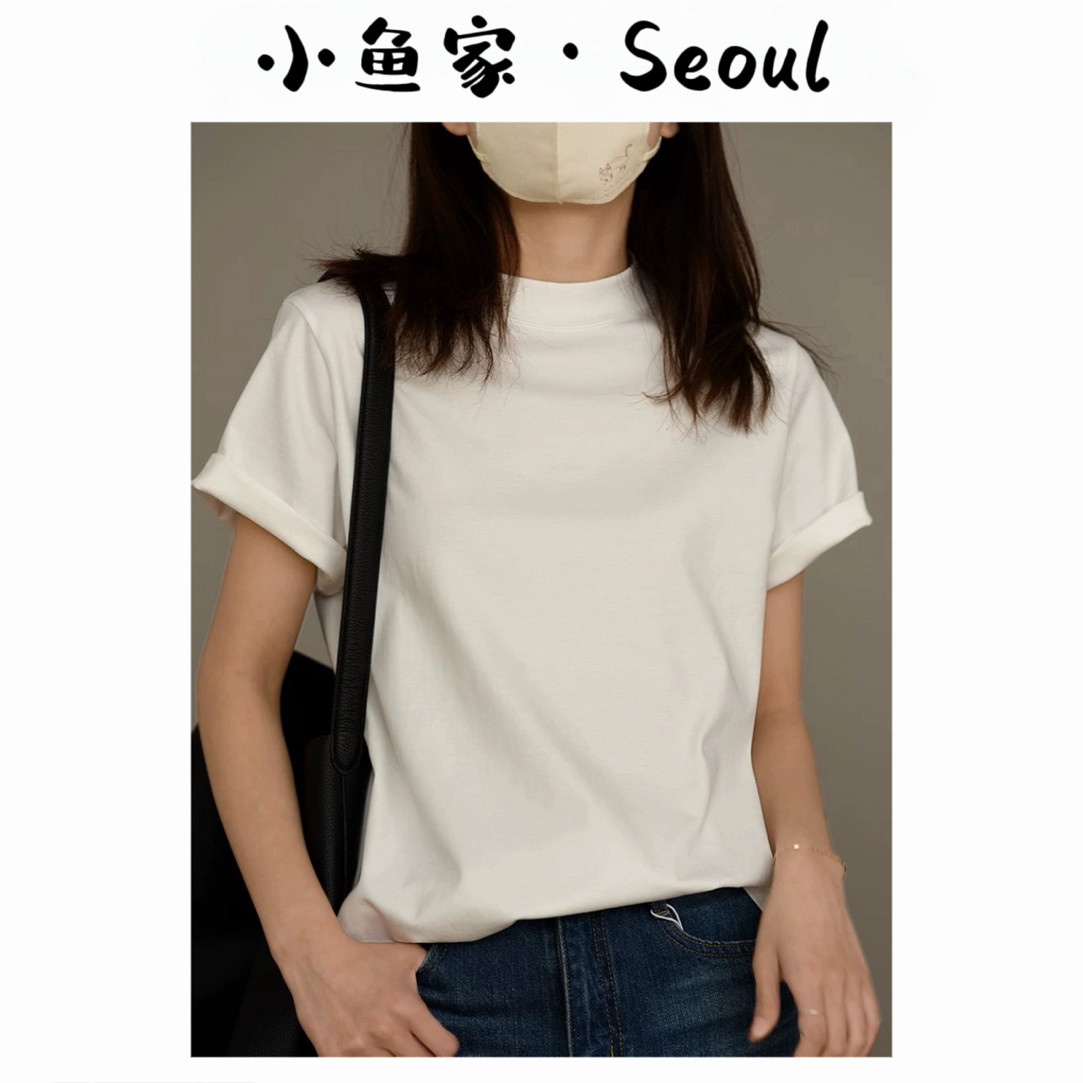 【匹马棉】简约后中缝纯色基础款短袖百搭显瘦大弹力短袖上衣,女装/女士精品,T恤,淘宝优惠券,粉丝福利购,淘宝优惠卷