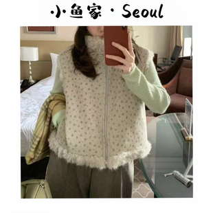 【双面碎花马甲】韩风碎花羔羔毛两穿马甲百搭无袖坎肩上衣保暖