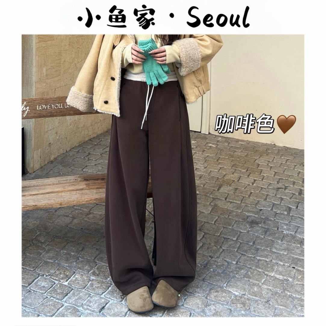 【铆钉两穿】韩风Oli撞色腰头加绒两穿香蕉裤百搭休闲长裤可束脚,女装/女士精品,休闲裤,淘宝优惠券,粉丝福利购,淘宝优惠卷