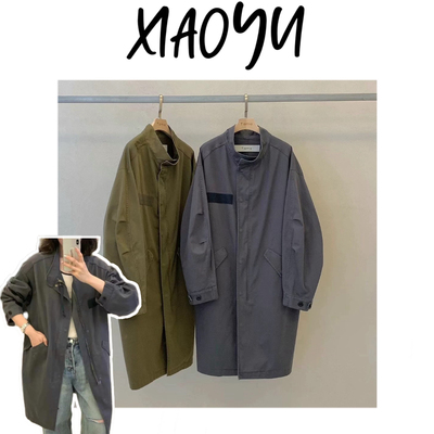 4003新【长款拉链风衣】韩系tama梭织中长款立领风衣外套百搭显瘦