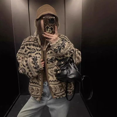 【费尔岛系列】新韩风冬款保暖加厚毛毛外套百搭显瘦保暖加绒外套