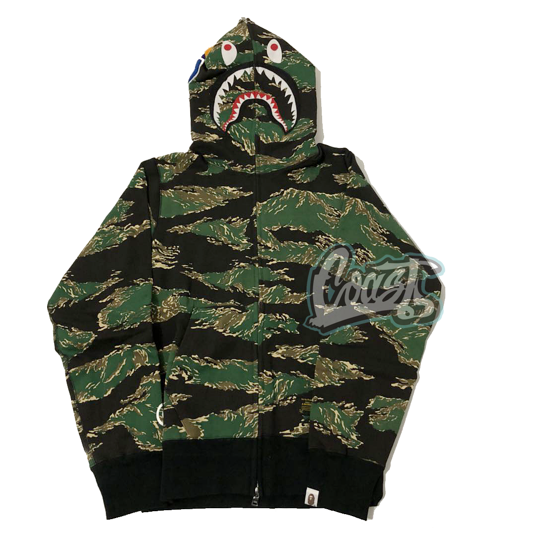 BAPE TIGER CAMO SHARK 16SS 虎纹迷彩鲨鱼卫衣拉链帽衫