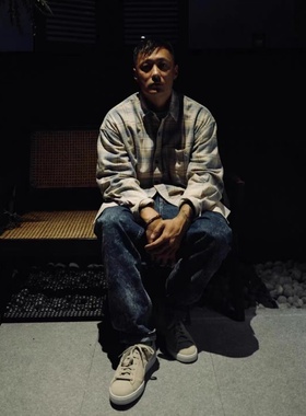 MADNESS DIP DYE CHECKED SHIRT 22AW渐变卡其格子长袖衬衫余文乐