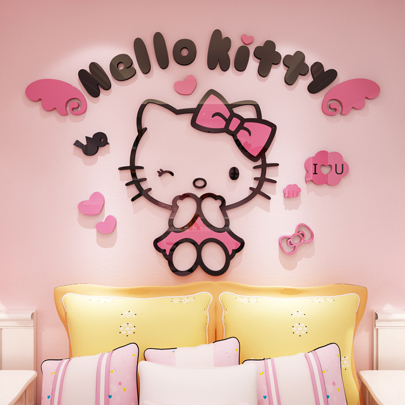 hellokittyèŮº¢¶ùͯ·¿¼äÎÔÊÒ´²Í·Ç½±Ú×°ÊÎǽÌù3dÁ¢ÌåÓ×¶ùÔ°Ìù»