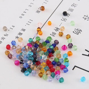 DIY飾品配件散珠 水晶尖珠手工穿珠材 1份約100顆珠子 3mm菱形珠