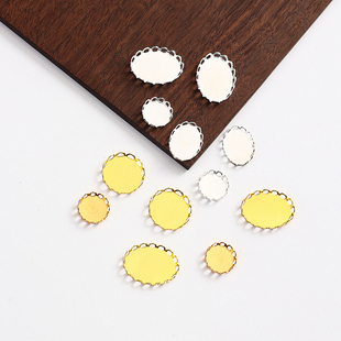 DIY饰品配件铜镀圆形椭圆蕾丝盘时光宝石戒面托盘发冠发簪子材料