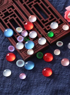 圆形树脂猫眼宝石戒面手工diy古风发簪镶嵌材料毛绒玩偶眼睛配件