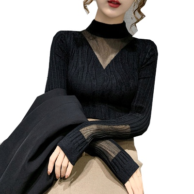 天鹅绒秋冬季2025新款黑色内搭半高领针织打底衫洋气毛衣女士上衣