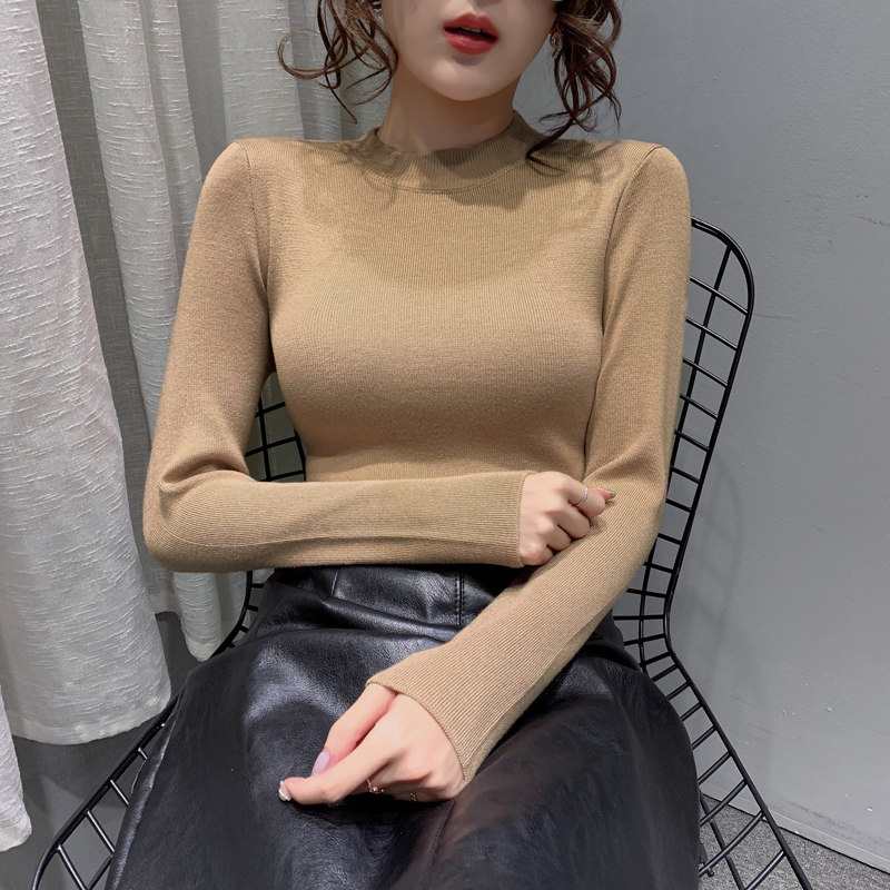 秋冬半高领打底衫女2021新款长袖修身纯色内搭百搭紧身女洋气上衣在类目 女装/女士精品, 毛衣中 - 来自Buy2taobao.com提供专业的淘宝代购服务