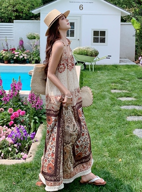 今日新品 波西米亚风格印花吊带长裙配腰带2C233-A185-P115-K179