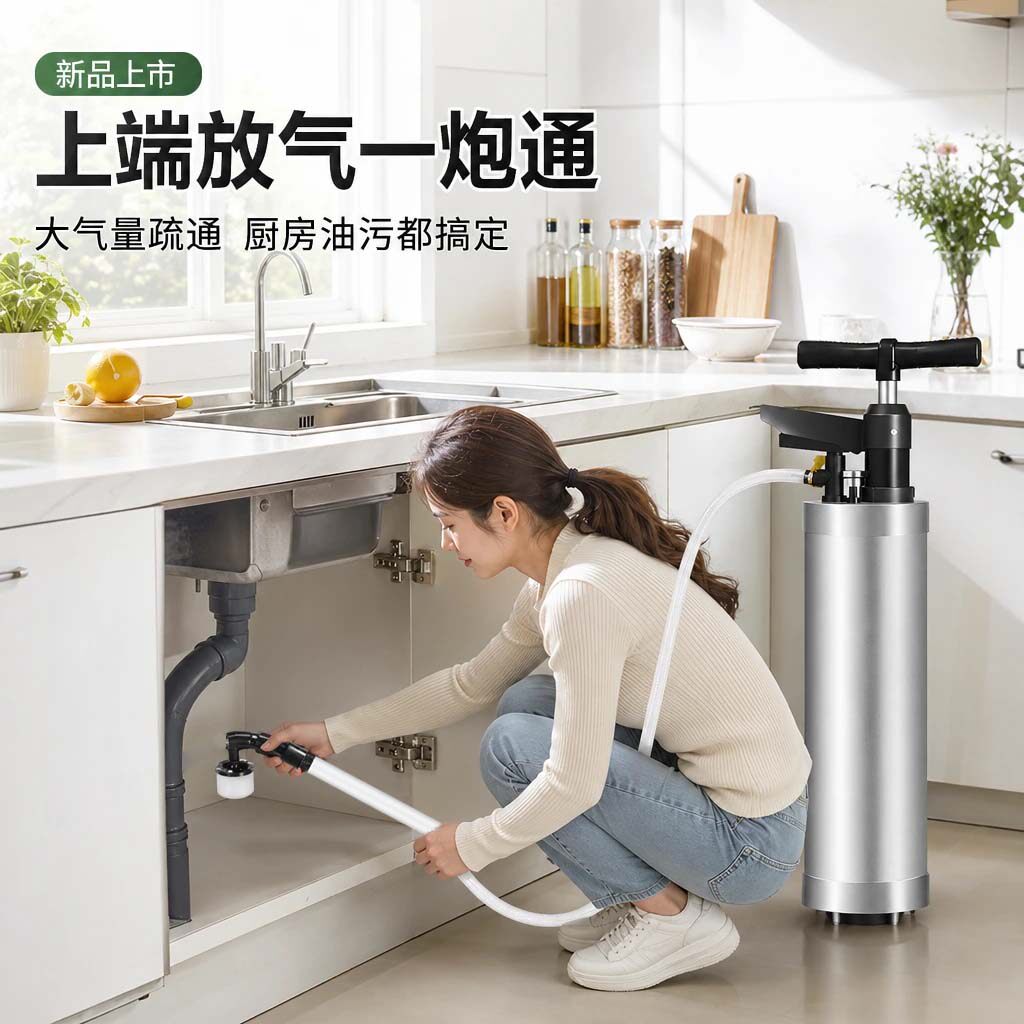 专业高压气一炮通厕所马桶蹲坑蹲便池管道堵塞下水道疏通神器工具