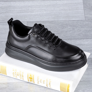 真皮男鞋头层牛皮春夏新款轻便软厚底黑潮鞋板鞋男士运动休闲皮鞋