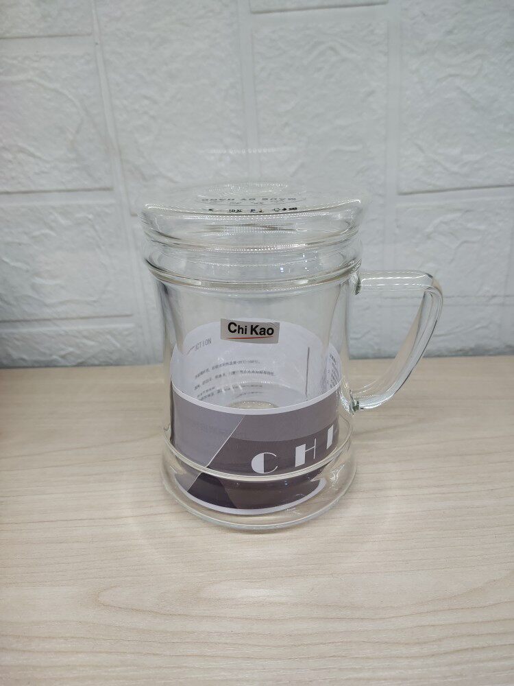 奇高CK-111A 学士杯高硼硅耐热玻璃三件套杯茶水分离带盖加厚茶杯