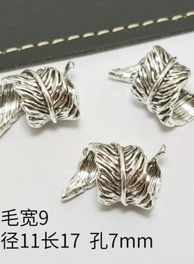 diy手工串珠佛珠皮绳手链配件服装辅料藏银合金大孔羽毛隔珠