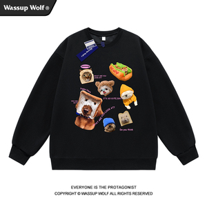 wassupwolf美式重磅卫衣