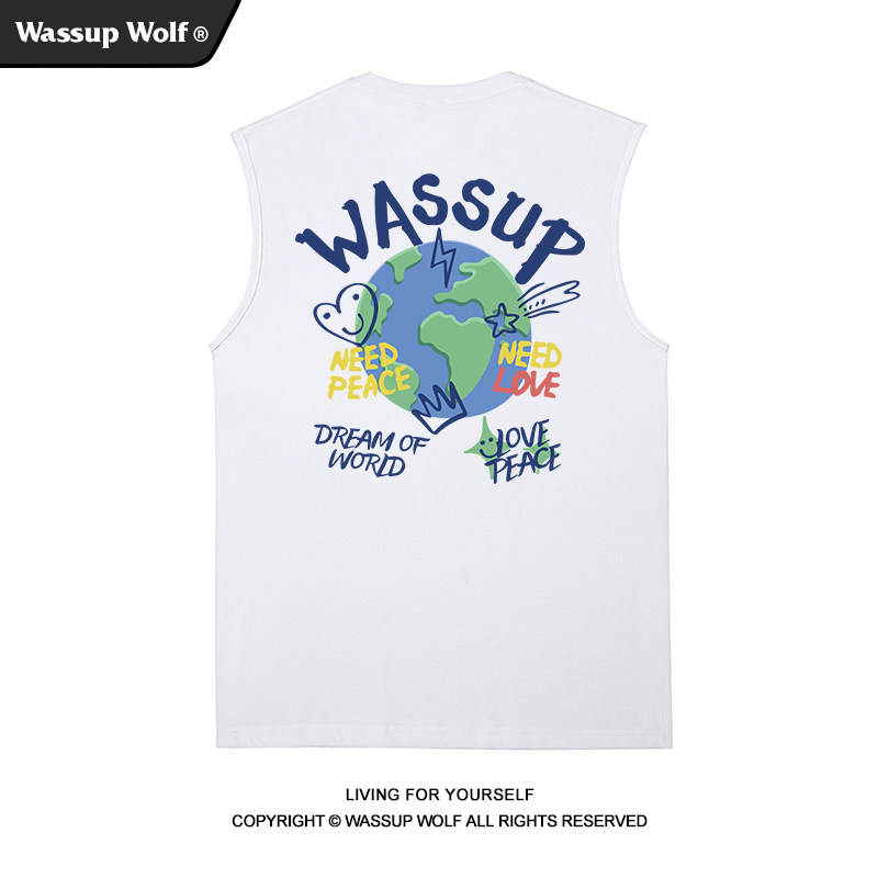 wassupwolf重磅纯棉背心