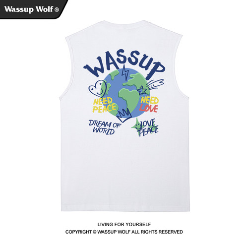wassupwolf重磅纯棉背心