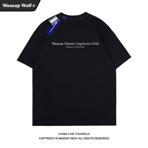 wassupwolf重磅纯棉短袖